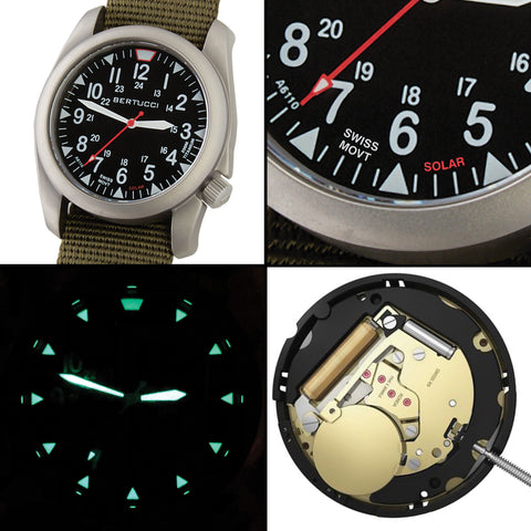 #13907 A-4TS Super Yankee™ Solar - Black dial, Desert Rough-Out Leather + Webbing Band
