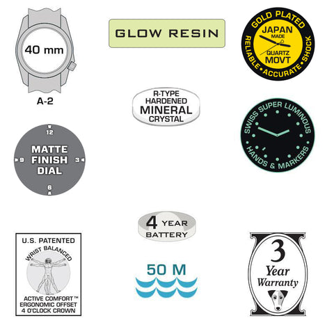 #11109 DX3® Glow™  - Vintage Drab™ w/ White Dial, Glow w/ Vintage Drab™ Dash Line™ Nylon Band