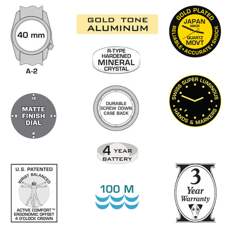 #16306 A-2A Golden Field™ - White dial, Coyote w/ Legion Red Pro-Stripe™ Nylon Band