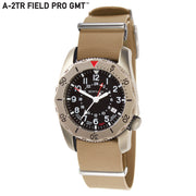 #12132 A-2TR Field Pro GMT, Black dial - Bertucci Khaki Italian Rubber NATO Band