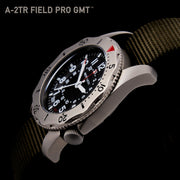 #12132 A-2TR Field Pro GMT, Black dial - Bertucci Khaki Italian Rubber NATO Band