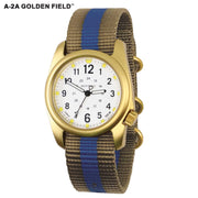 #16304 A-2A Golden Field™ - White dial, Coyote w/ Blue Pro-Stripe™ Nylon Band