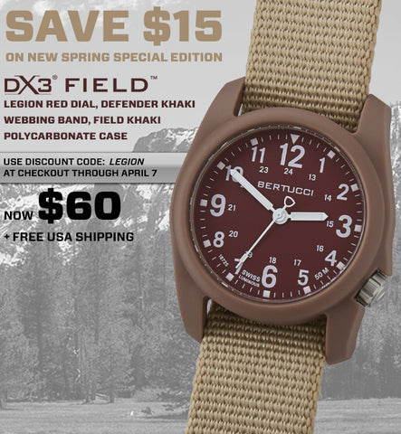 #11146SE DX3® Field™ - Legion Red™ Dial, Defender Khaki Nylon Band, Field Khaki Case