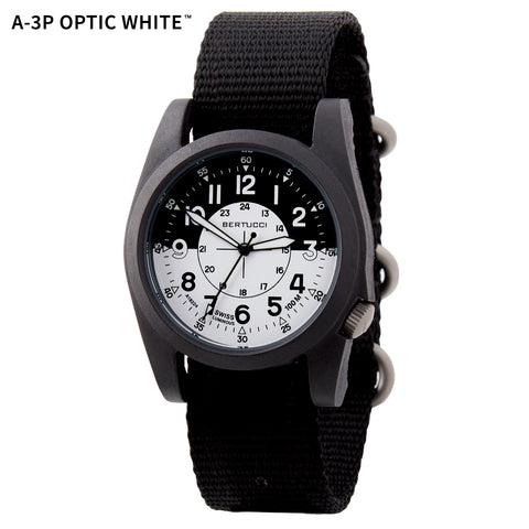 #13395 A-3P Optic White™ Black - Optic White dial, Black nylon band