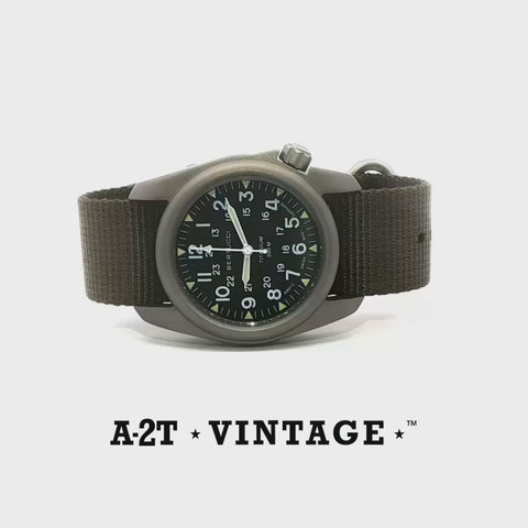 #12075 A-2T Vintage - Black Dial, Defender Olive Nylon Band