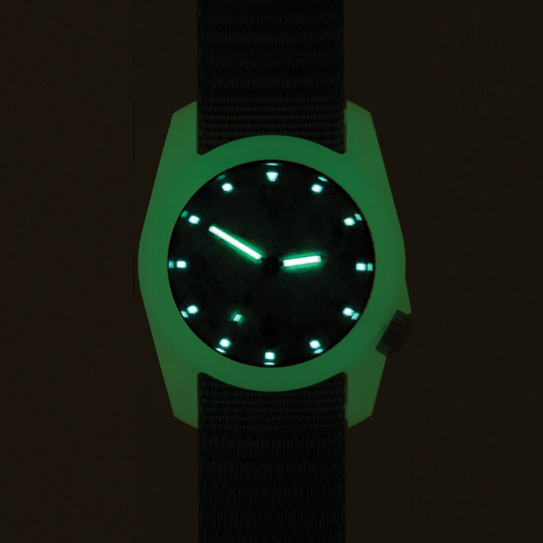 11110 DX3® Plus Glow™ - Vintage Drab™ w/ White Dial, Patrol Green