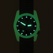 #11110 DX3® Plus™ Glow - Vintage Drab™ w/ White Dial, Patrol Green™ w/ Olive Dash Line™ Nylon Band