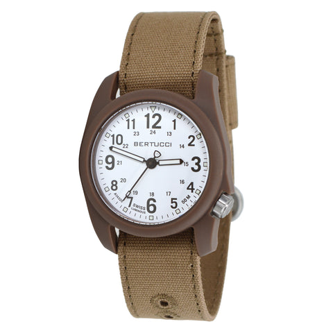 #11088 DX3® Canvas™ - White w/ Ombra Brown™ Dial, Sahara Comfort Canvas™ Band