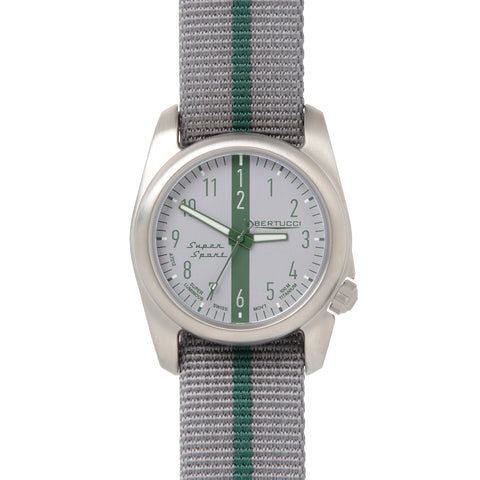 #12064 SuperSport, Silverstone Gray dial w/ Silverstone Gray / British Racing Green Band - Collectors Corner Circa 2012