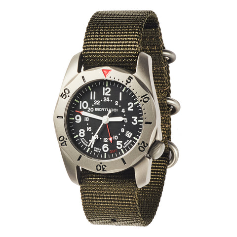 #12118 A-2TR Field Pro GMT, Black dial - Defender Olive Nylon Band