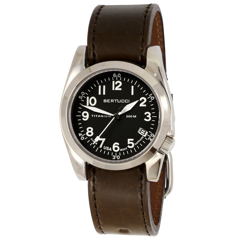 #13341 A-11T Americana Officers Edition - Onyx Black Dial w/ Whiskey Shell Cordovan Leather Band