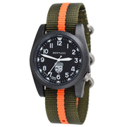 #13369 Gamekeeper - Black Dial / Black Case w/ Defender Olive/Blaze Nylon Band