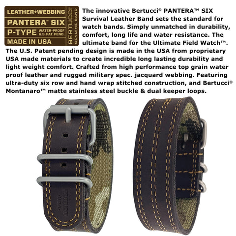 #11507 A-2S Pantera™ Six - Black dial, Ironstone Brown w/ Khaki Stitch Band